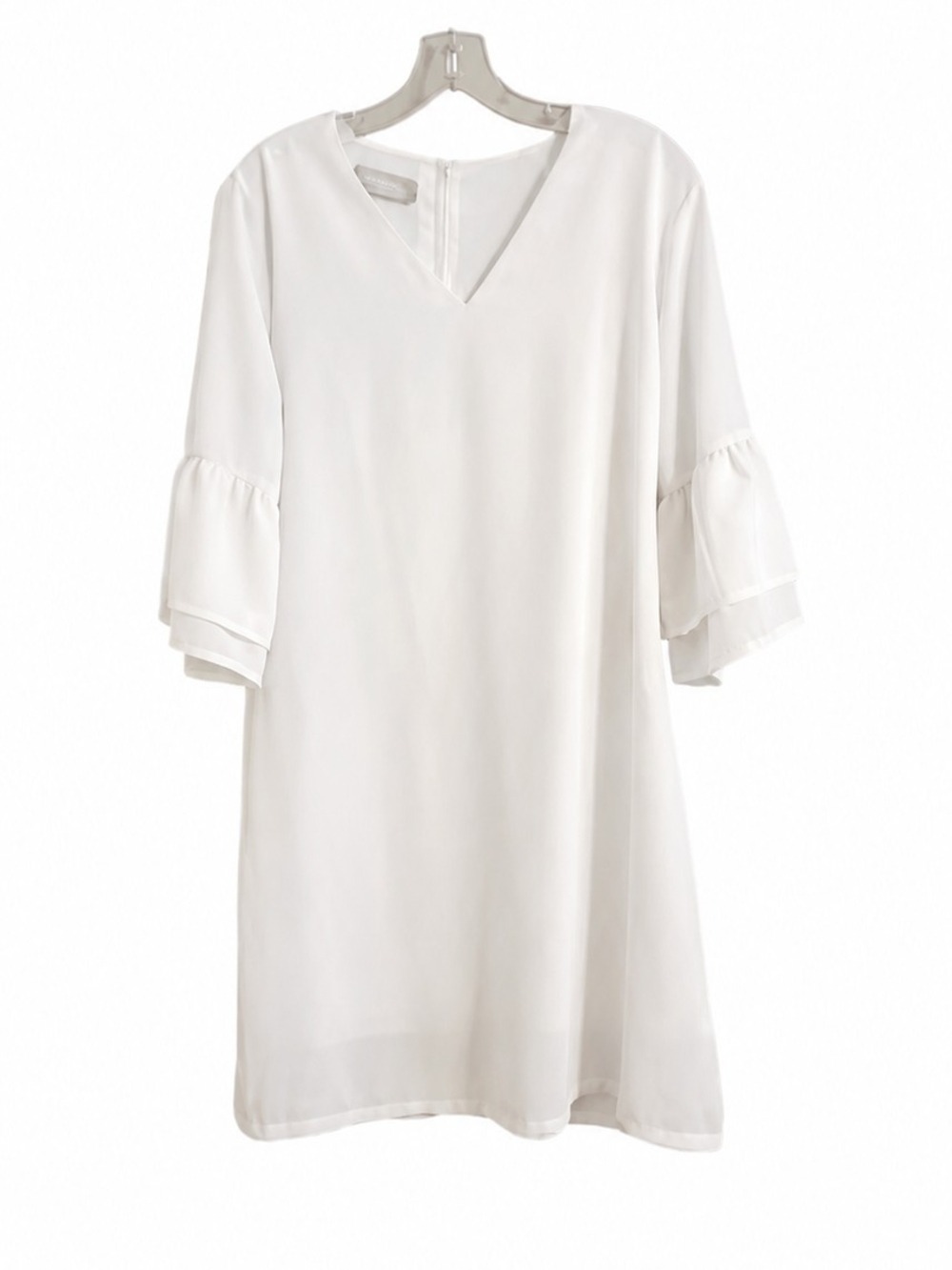 Belongsci White Ruffle Bell Sleeve Shift Dress Medium White Party - Picture 2 of 5